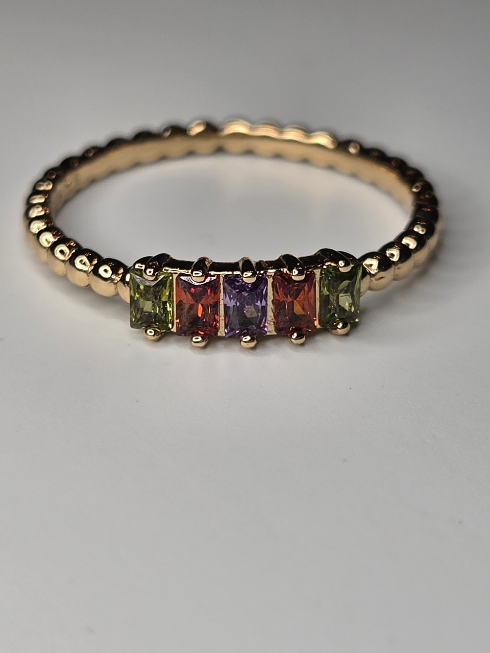 Gold-Tone Jewel Tone Baguette Stacking Ring Size 8